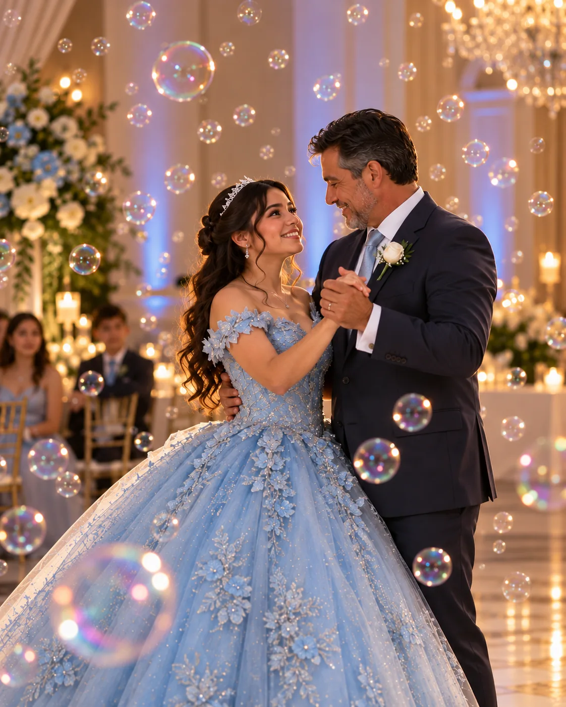 Vals de quinceañera con burbujas